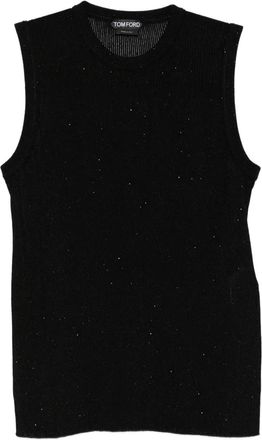 Tom Ford Geribbelde tanktop met pailletten - Zwart