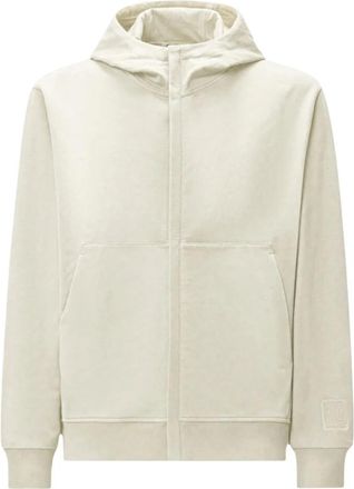 C.P. Company Felpa con cappuccio Logo Profili a coste - Heren - Vesten met rits - Beige - M - Hoodies & sweatvesten