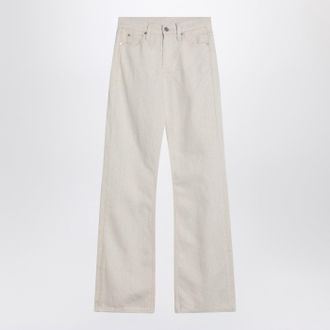Calvin Klein Relaxed Flared Beige Jeans In Linen Blend