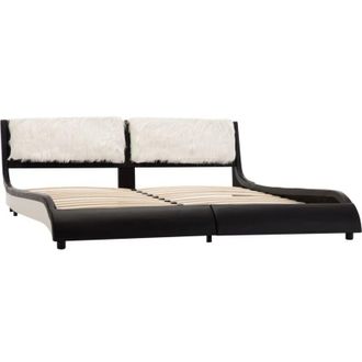 vidaXL Cama Sin Colch&oacute;n Cuero Sint&eacute;tico Negro Y Blanco 180x200 Cm Vidaxl