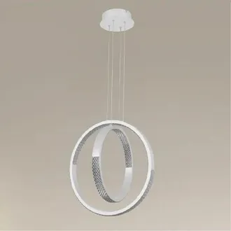 Trade Shop Lampadario A Sospensione Led 64w Circolare Effetto Cristallo Moderno Bianco 32156 - - Trade Shop Traesio