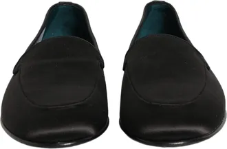 Dolce & Gabbana Mens Satin Logo Loafer Black Leather