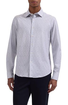 Bugatchi James OoohCotton Leaf Print Button-Up Shirt in Sand at Nordstrom, Size Xxx-Large