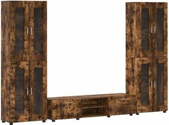 vidaXL Conjunto De Mueble De Tv Roble Ahumado Madera De Ingenier&iacute;a Vidaxl