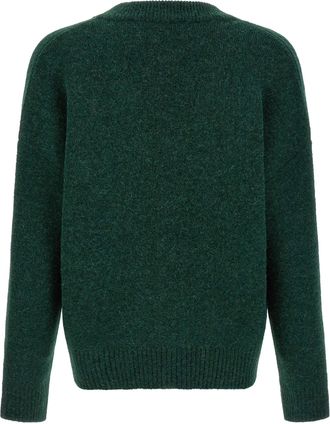 Ami Logo-Embroidered Alpaca Wool Cardigan - Green