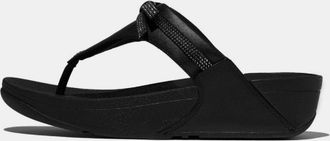 FitFlop Fitflop Womens Fit Flop Lulu Glitz-Bow Leather Toe-Post Sandals in Black - Size UK 3