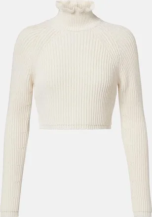 Max Mara Jersey de cuello alto acanalado Campo cropped