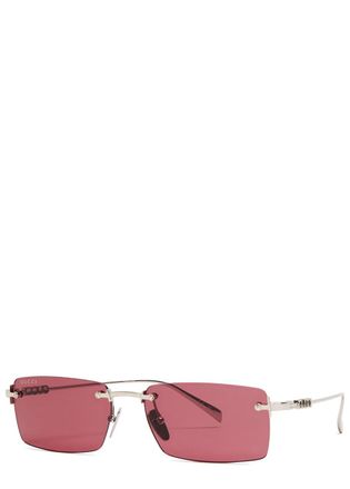 Gucci Rimless Rectangle-frame Sunglasses - Red - One Size