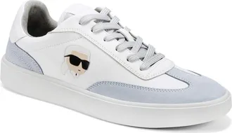 Karl Lagerfeld Philippe Mixed Media Sneaker in White/Grey at Nordstrom Rack, Size 11.5