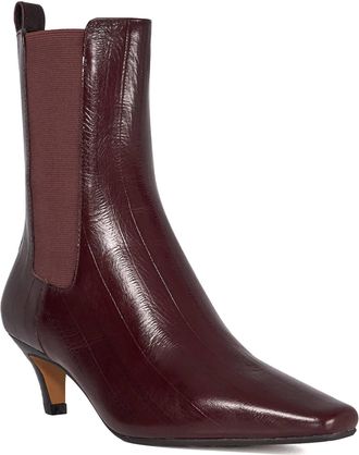 Dune London Womens Ladies Odele - Chiselled Toe Kitten Heel Chelsea Ankle Boots - Red Leather - Size UK 8