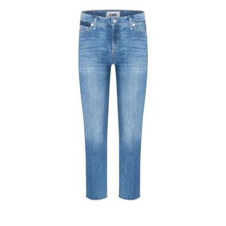 Cambio Glam Used Fringed Hem Jeans - female - Cambio - Cropped Jeans - Blue - XL - Jeans