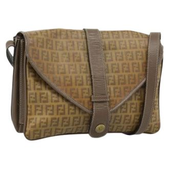 Fendi Pre-owned Zucchino Shoulder Bag - Dames - Pre-owned - Beige - Maat: ONE Size Leer