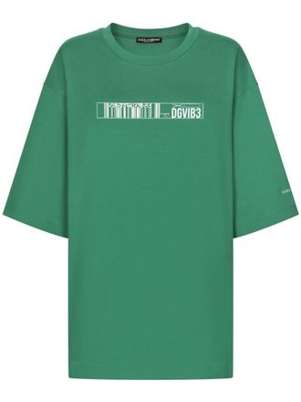 Dolce & Gabbana DGVIB3-print cotton T-shirt - women - Cotton - S - Green