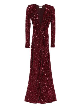 Elisabetta Franchi sequinned gown dress - women - Elastane/Polyester - 44 - Red