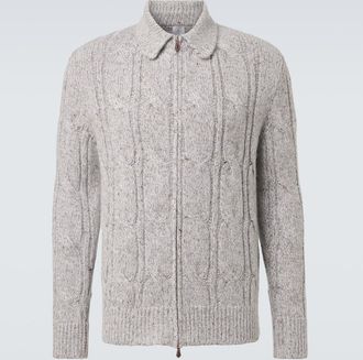 Eleventy Cardigan in misto lana, alpaca e seta con zip