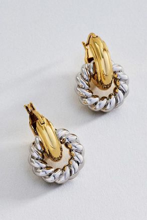 Luv AJ Two-Tone Rope Interlock Hoops