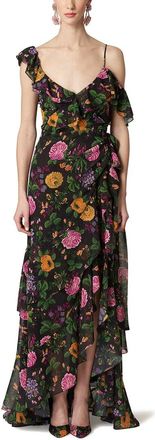 Carolina Herrera One Shoulder Cap Sleeve Ruffle Gown