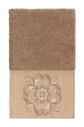 Linum Home Textiles Alyssa Embellished Hand Towel - Latte at Nordstrom Rack