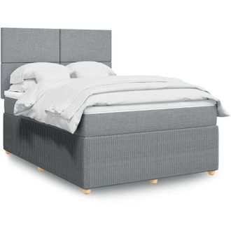 vidaXL Vidaxl - Cama Box Spring Con Colch&oacute;n Tela Gris Claro 140x190 Cm