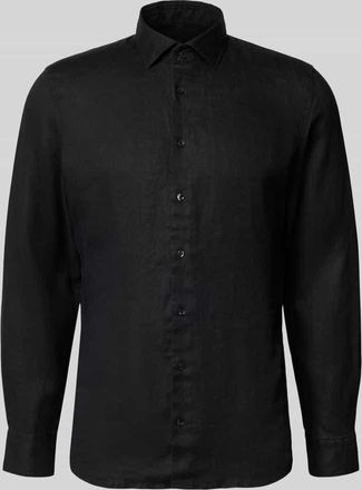 Seidensticker Slim Fit Business-Hemd aus Leinen mit Kentkragen in Black, Gr&ouml;&szlig;e 38