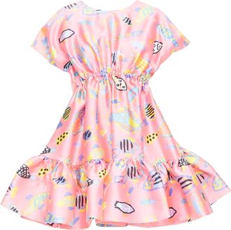 Romance Was Born Ken Done pink multicolor illustration print babydoll dress S