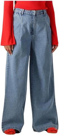 Modstr&ouml;m Jeans, Dames, Blauw, M, Wijde Pijp Jeans voor Vrouwen