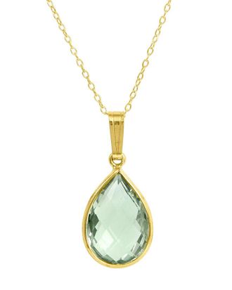 Savvy Cie Jewels 18K Over Silver 6.25 Ct. Tw. Green Amethyst Drop Pendant Necklace