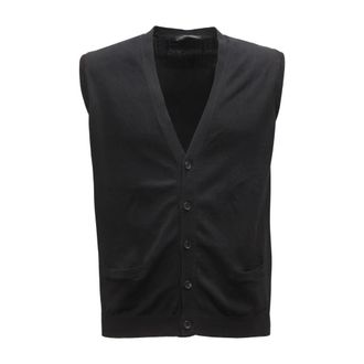 Roberto Collina Vests, male, Black, Size: XL Rp09030 Cotton Sleeveless Sweater