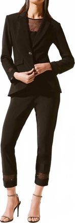 Joseph Ribkoff Signature Silky Knit And Rhinestone Mesh Pants In Black