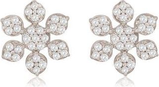 Suzy Levian 14K Gold Pavé Diamond Snowflake Stud Earrings in White at Nordstrom Rack