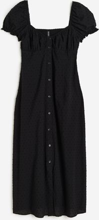 H&M Kleid aus Strukturstoff mit Puff&auml;rmeln - Schwarz