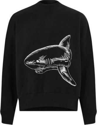 Palm Angels Split Shark Logo Crew Neck Black Sweater