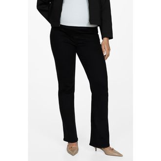 Mango Over the Bump Flare Maternity Jeans in Black Denim at Nordstrom Rack, Size 2