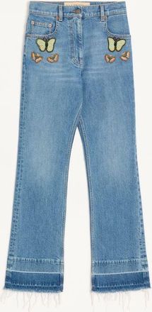Valentino Embroidered Denim Trousers Woman BLUE 24
