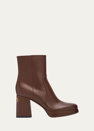 Valentino Garavani 90mm Fawcette Platform Leather Ankle Boots