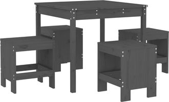 vidaXL Vidaxl - Juego De Comedor De Jard&iacute;n 5 Piezas Madera Maciza Pino Gris