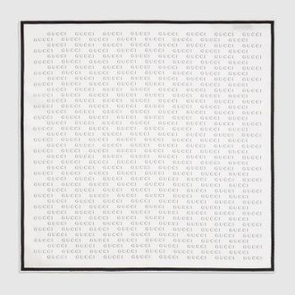 Gucci Printed Cotton Silk Pocket Square, White