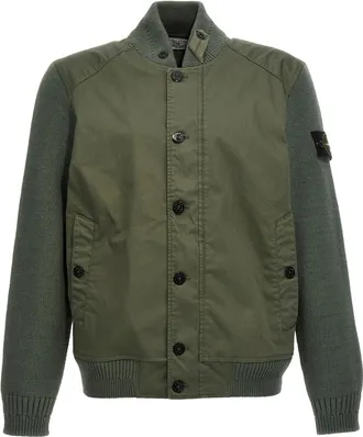 Stone Island Green Bio Raso with Bio Alloy Light Cover TC bomber jacket