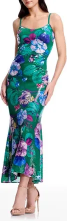 Dress The Population Susan Sequin Floral Cocktail Midi Dress in Kelly Green Multi at Nordstrom, Size Xx-Large