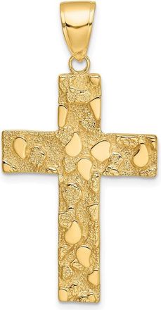 Diamond2Deal 14k Gold Polished Textured Nugget Style Cross Pendant