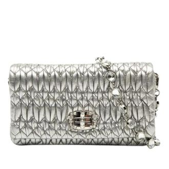 Miu Miu Pre-owned Clutches, female, Gray, Size: ONE SIZE Pre-owned Flap Shoulder Bag