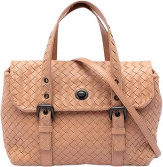 Bottega Veneta Pre-owned Woven Leather Satchel - Dames - Vintage Handtas - Bruin - ONE Size - Leer - Vintage