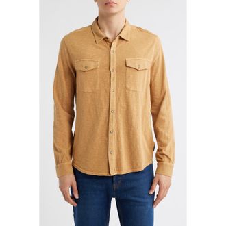 John Varvatos Avron Slub Organic Cotton Knit Snap-Up Western Shirt in Copper at Nordstrom, Size X-Small