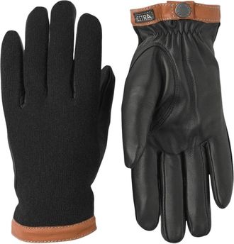 Hestra Wolhandschoenen van hertenleer met warme voering - Heren - Handschoenen - Zwart - 11 IN - Wol - Accessoires