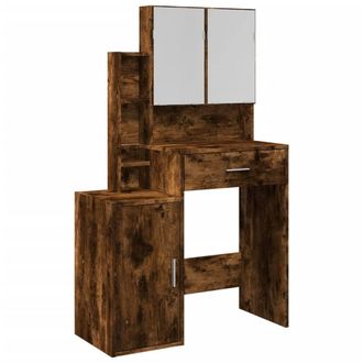 Berkfield Home Dressing Table with Cabinet Smoked Oak 80x35x132 cm in Brown | Size: 80 x 35 x 132 cm