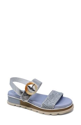 Django & Juliette Chaviva Backstrap Sandal in Denim-Silver Syn Raffia at Nordstrom, Size 40