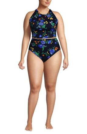 Lands End Tugless Portrait Back Set in Navy/tossed Poppy Floral at Nordstrom, Size 1X