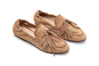 Tod's Tassel-Embellished Suede Loafer - Beige