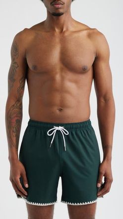 MAVRANS Green Course Stitch Swim Trunks at Nordstrom, Size Xx-Large
