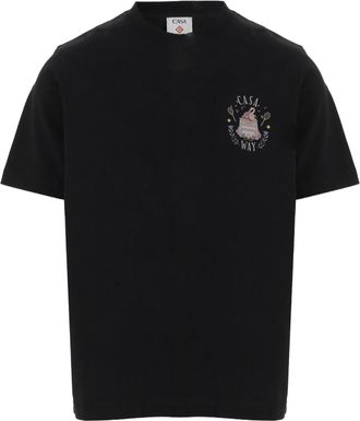Casablanca Black Logo Print Cotton T-Shirt